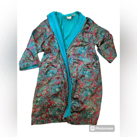 Vtg Victoria’s Secret Robe Gold Label Paisley Terrycloth OSFM - Picture 1 of 8